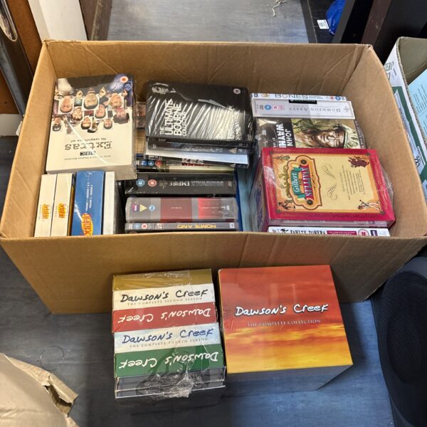 Sealed DVD box sets collection of television series.