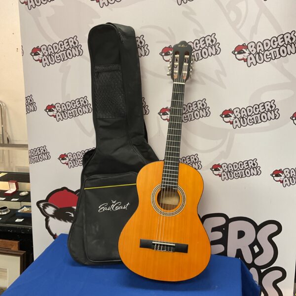 East Coast C1-34 acoustic guitar in a hard case.