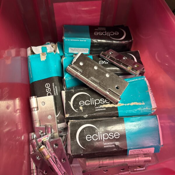 Box of Eclipse door hinges for residential doors.