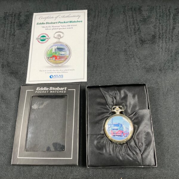 Eddie Stobart pocket watch with certificate of authenticity in presentation box.