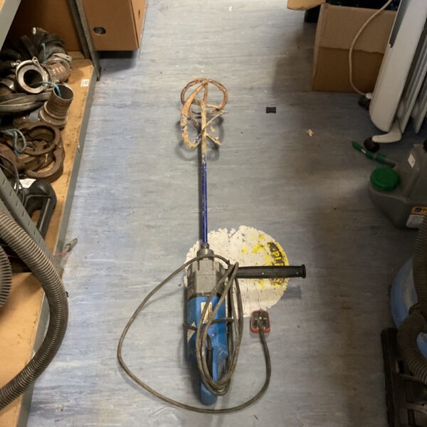 Used electric paddle mixer for blending paint and plaster.