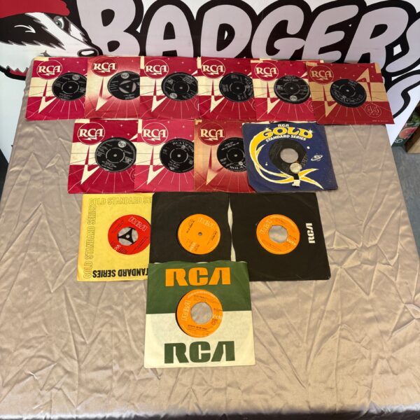 Collection of vintage Elvis Presley 7 inch vinyl records.