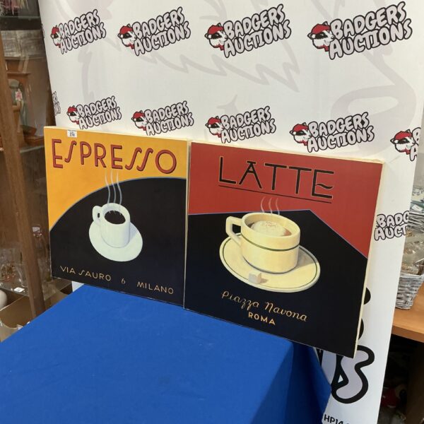 Vintage espresso wall art with Italian cafe style.