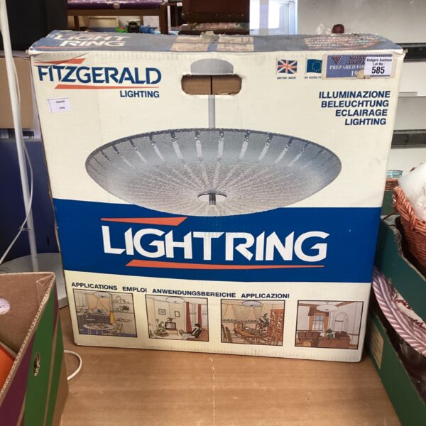 Vintage Fitzgerald Lightring ceiling light in original packaging.