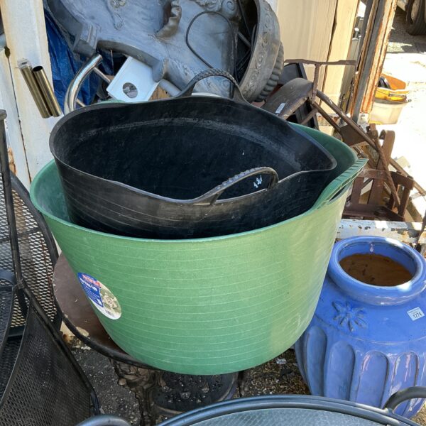Two flexible plastic flexi tubs for garden or storage use.