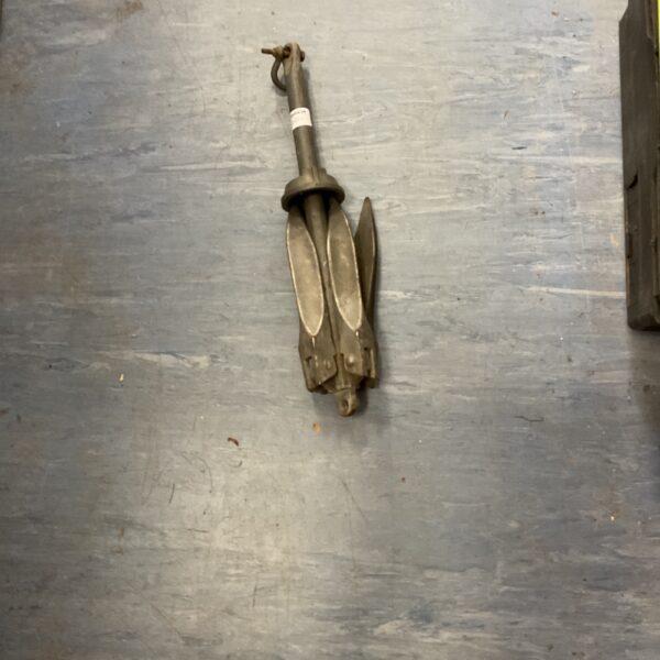 Galvanised folding grapnel anchor for boats and marine use.
