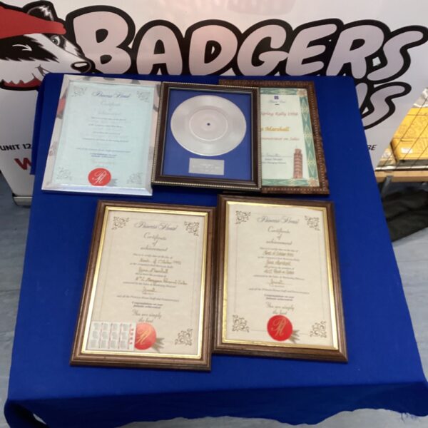 Lot of five framed vintage certificates for wall decor.