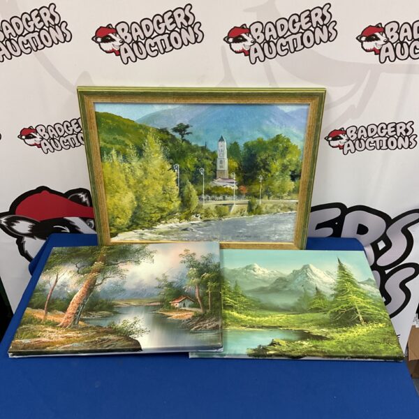 Vintage Fred Lloyd oil painting of a serene river landscape.