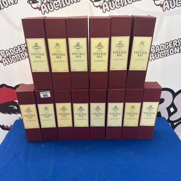 Selection of Fullers Chiswick vintage ales in a collectible display.