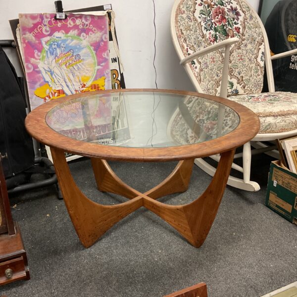 Vintage G Plan Astro coffee table with starburst veneer top.
