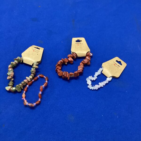 Colourful gemstone bracelets lot, handmade beaded jewellery.