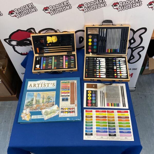 Vintage Gerald Woods Artist Studio Set with art supplies.