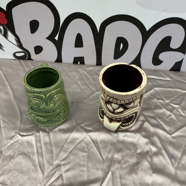 Green ceramic Toscana Tiki Mug for cocktails and tiki decor.