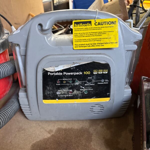 Used Halfords Powerpack 100 jump starter for car batteries.