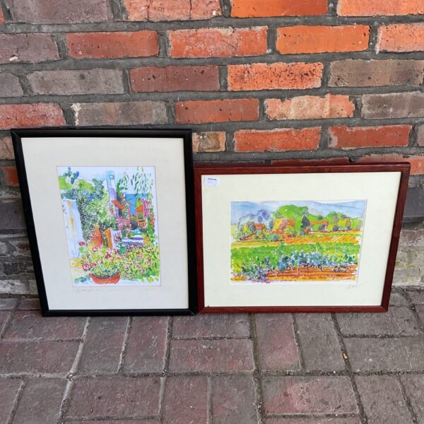 Pair of Hannaford limited edition prints depicting a vineyard and garden.