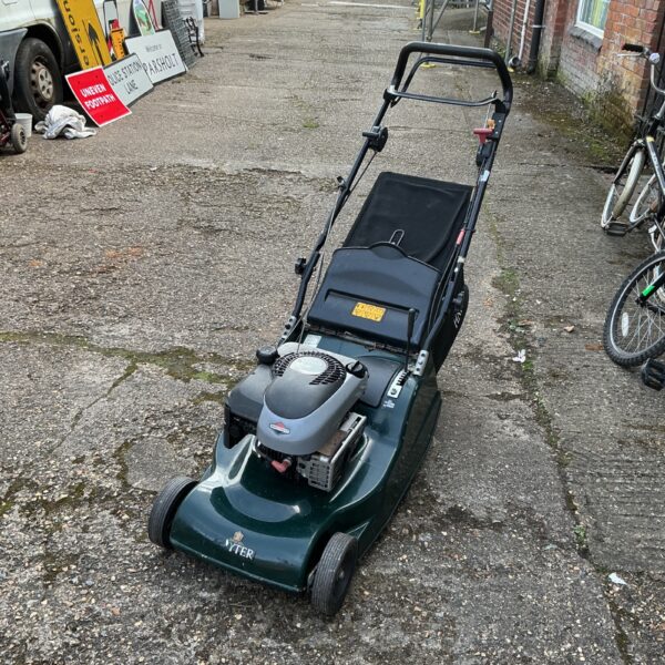 Vintage Hater Harrier 48 petrol lawn mower in used condition.