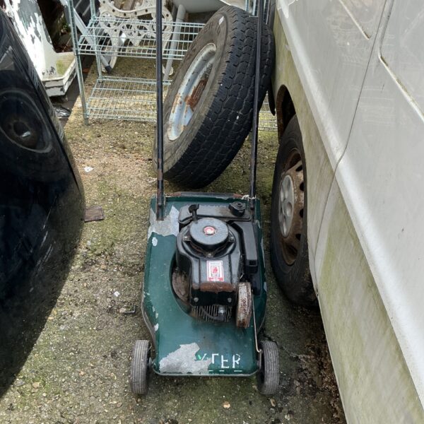 Vintage Hayter lawn mower in need of restoration.