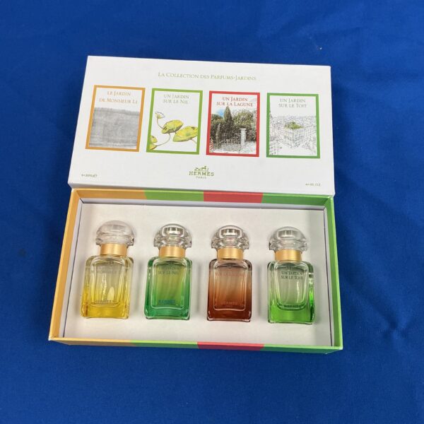 Hermes perfume collection set of four 30ml bottles.