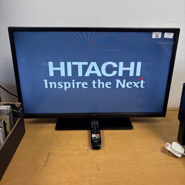 Front view of a used Hitachi 32 inch LCD television.