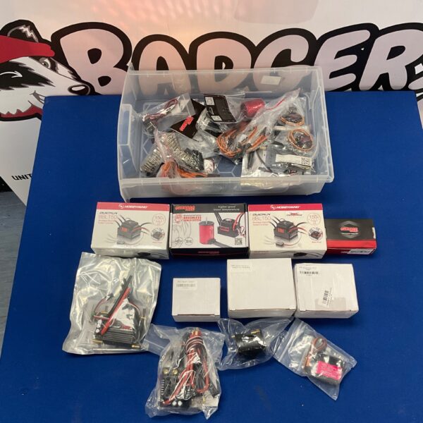 RC car speed controllers and brushless motor system components.
