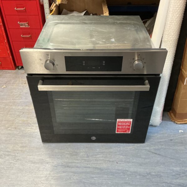 Front view of a stainless steel Hoover combi oven.