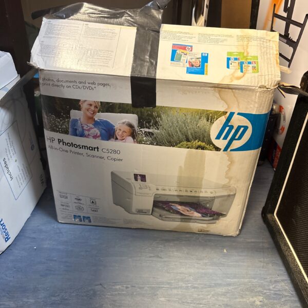 HP Photosmart C5280 all-in-one printer in original packaging.