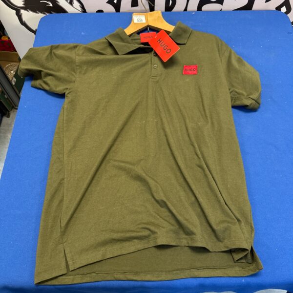 Olive green replica Hugo polo shirt size XL, stylish menswear.