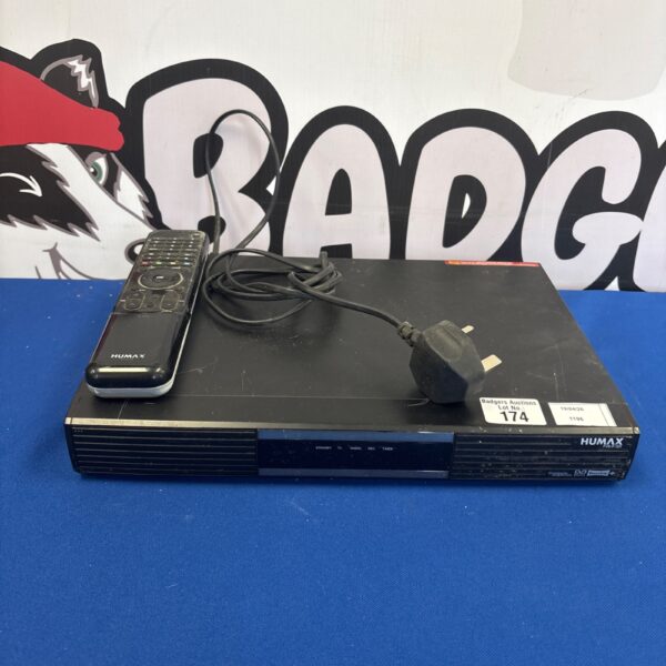 Black Humax 9150T PVR Freeview box with remote control.