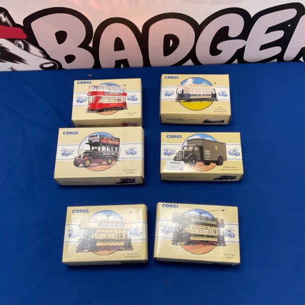 Six Corgi Classic Commercials and Public Transport Die Cast Models