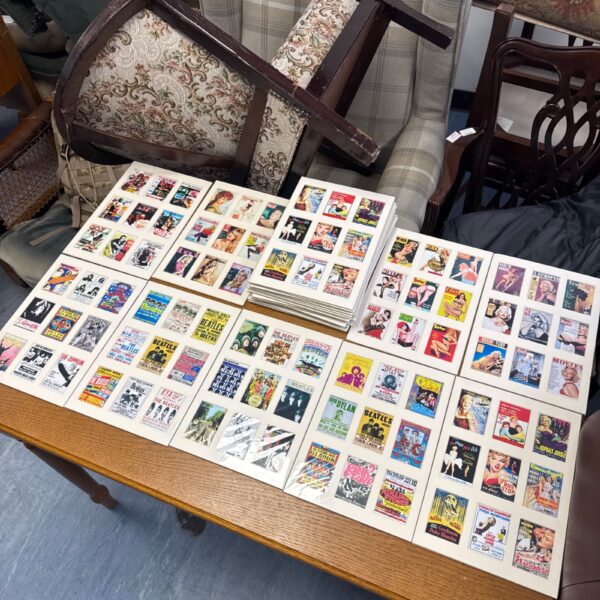 Quantity of 26 card picture frames featuring mini framed prints including various music artists, film stars & Vespa etc inc Marilyn Monroe, Jimi, The Beatles, Elvis & others