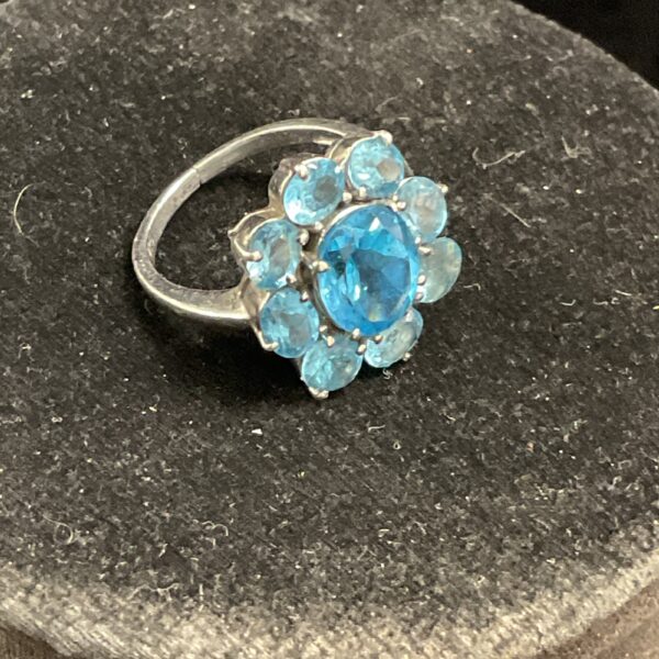 925 silver Topaz Cluster cocktail ring size N