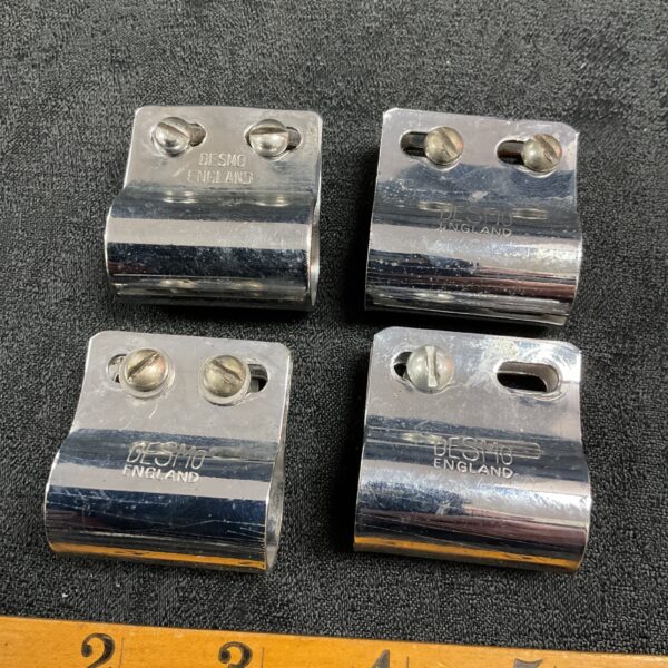 Four classic car Desmo chrome badge bar car badge mount clamps