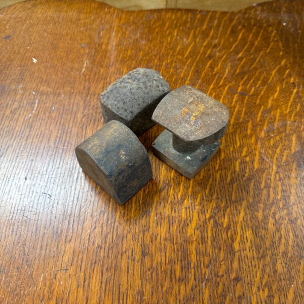 Three vintage cast iron panel beaters Dollie’s for restoration