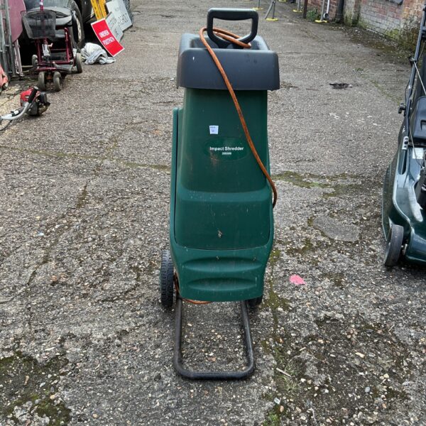 Green Impact electric garden shredder on wheels for garden waste.