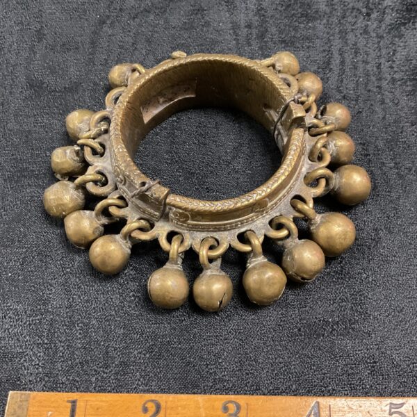 Antique Indian brass dancer bracelet with bells.