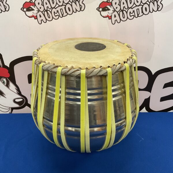 Front view of a traditional Indian tabla drum.