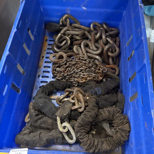 Lot of heavy-duty industrial security chains for various applications.