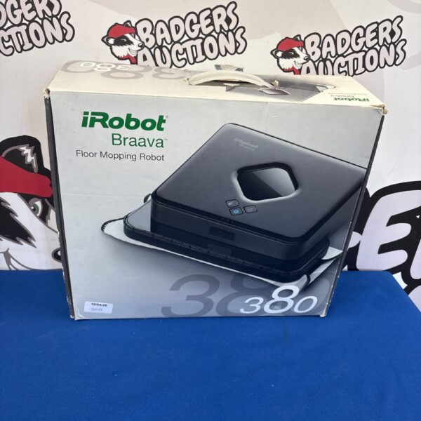 iRobot Braava 380 floor mopping robot in its original packaging.