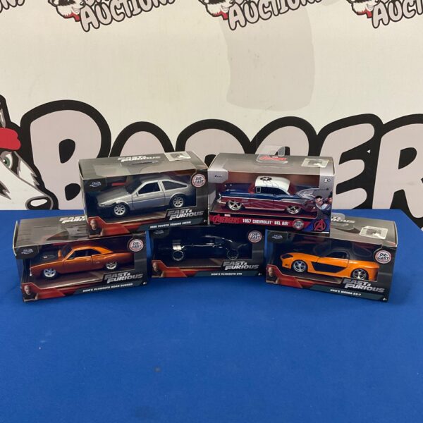 Jada diecast model cars lot featuring Fast & Furious and Marvel Avengers vehicles.