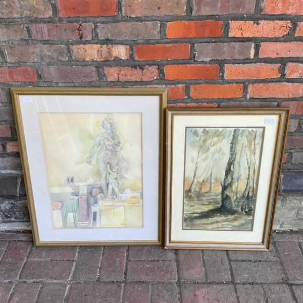 Janet Boulton watercolour painting of a mother and child statue.