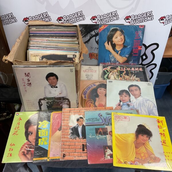 Lot of vintage Japanese vinyl records for collectors.