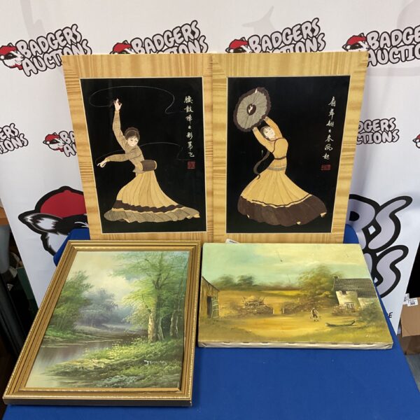 Vintage country scene oil paintings by Jenkins and H Barden.