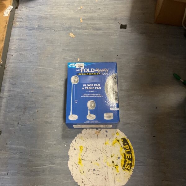 Jml Foldaway Rechargeable Fan, model 1006, in its packaging.
