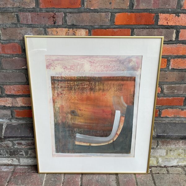 Signed abstract modern painting by JRW, vibrant colours and texture.