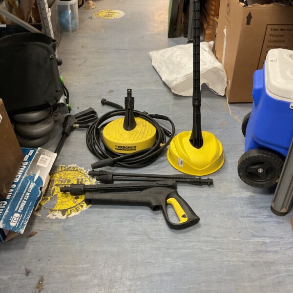 Karcher pressure washer accessories set for garden and patio cleaning.