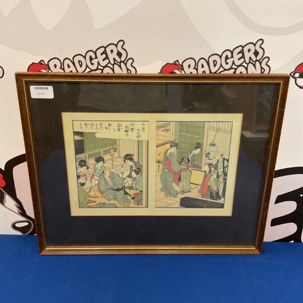 Vintage Japanese woodblock print by Katsushika Hokusai, depicting a figurative scene.