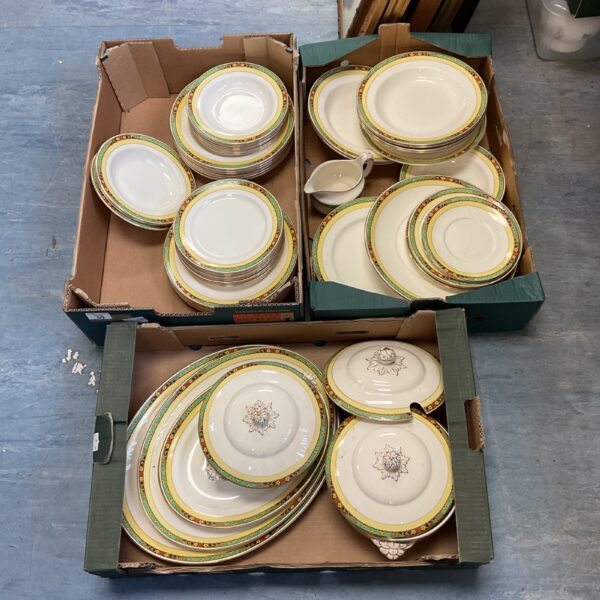 Vintage Keeling Losol Ware dinner service with floral pattern.