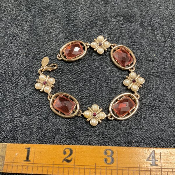 Vintage Laura Ashley bracelet with pearls and amber crystals.