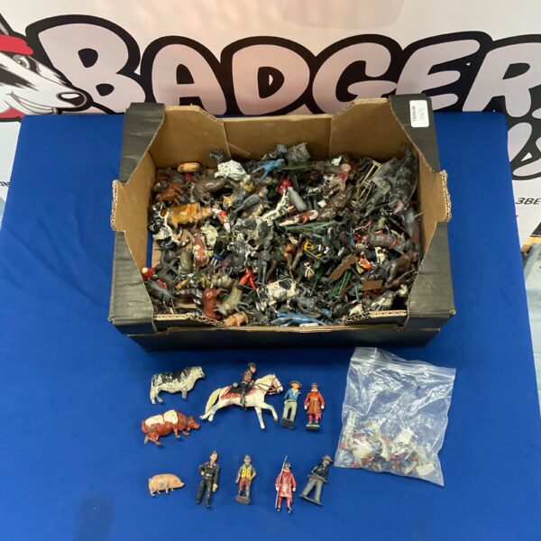 Vintage lead soldier collection including Britains, Airfix, and Timpo figures.