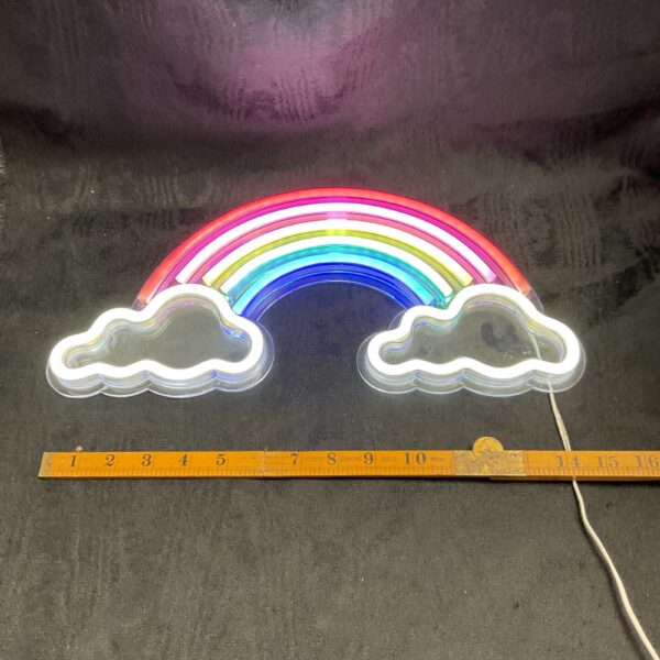 Colourful LED rainbow wall light for bedroom or nursery decor.